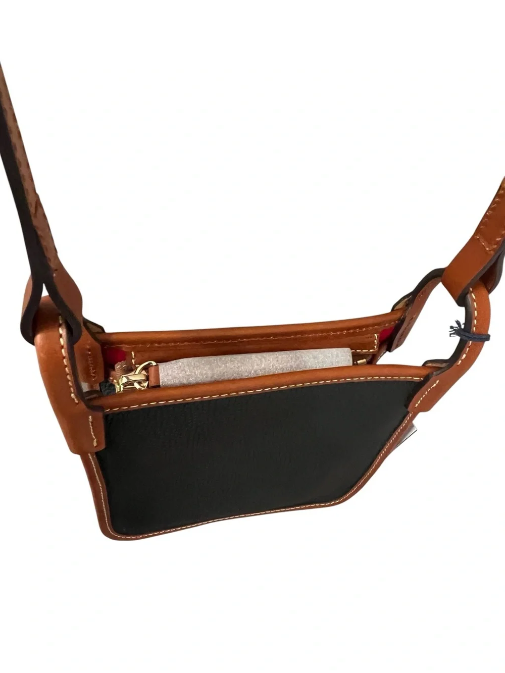 Dooney & Bourke Black Pebble Grain Leather Letter Carrier Crossbody Bag